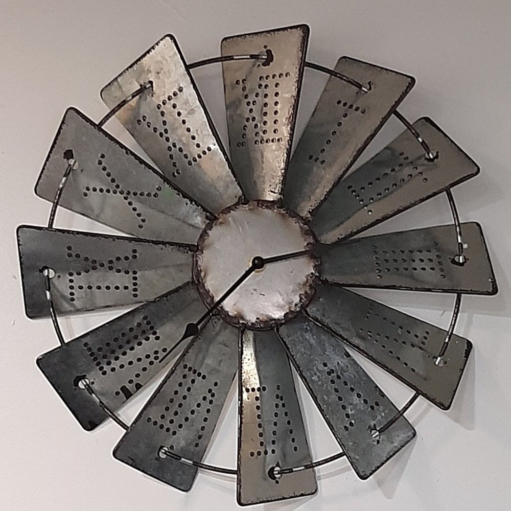 NWT Metal Windmill Wall Clock w/ Roman Numerals